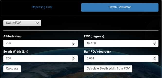 Figure 6: Swath/FOV calculator